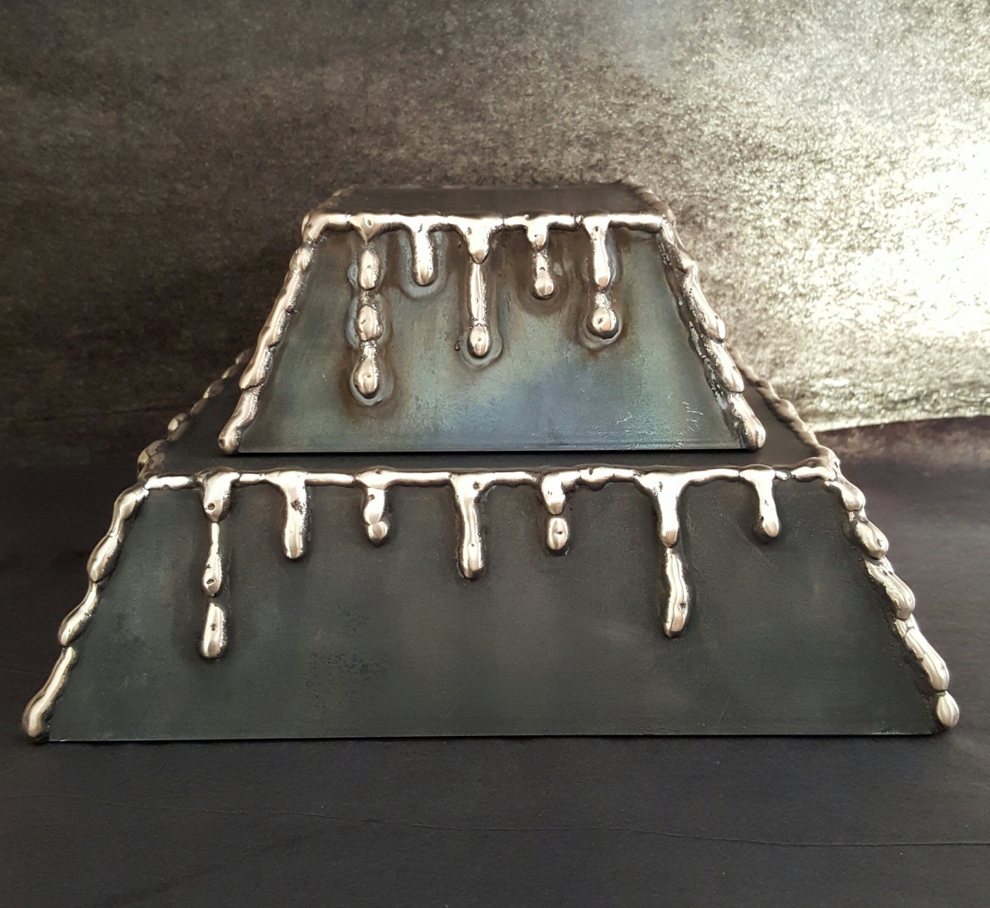 Display Stand, Bronze & Black Metal Pedistal, Candle Holder Display, Jewelry Display, Candle Display, Mantle Centerpiece, Bronze Drizzle