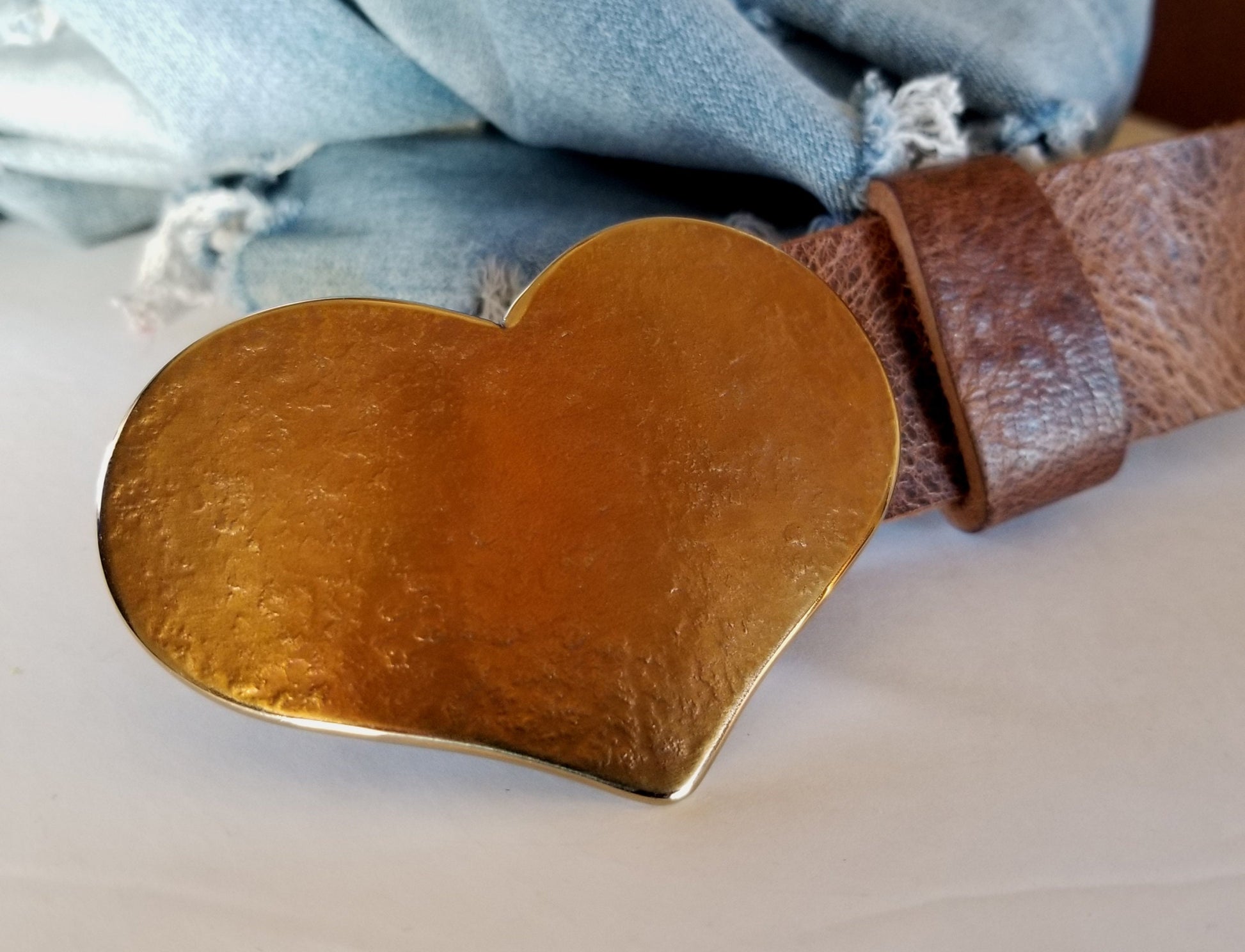 Mother's Day Love Gift Sweet 16 Gift HEART Belt Buckle Heart Shaped Buckle Anniversary Gift Buckle Fits 1-1/2" Leather Belt for Jean