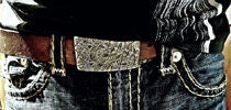 Belt Buckle for Blue Jeans, Silver Buckle, Hand Forged Stainless Steel Buckle Fits 1-1/2" Leather Belt with Snaps, Your Belt Color Choice
