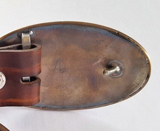 Belt Buckle Canadian Bronze Oval Buckle Texas Rodeo Buckle Calgary Stampede Buckle Hand Forged Stainless Steel Unisex Buckle fits 1.75" Belt