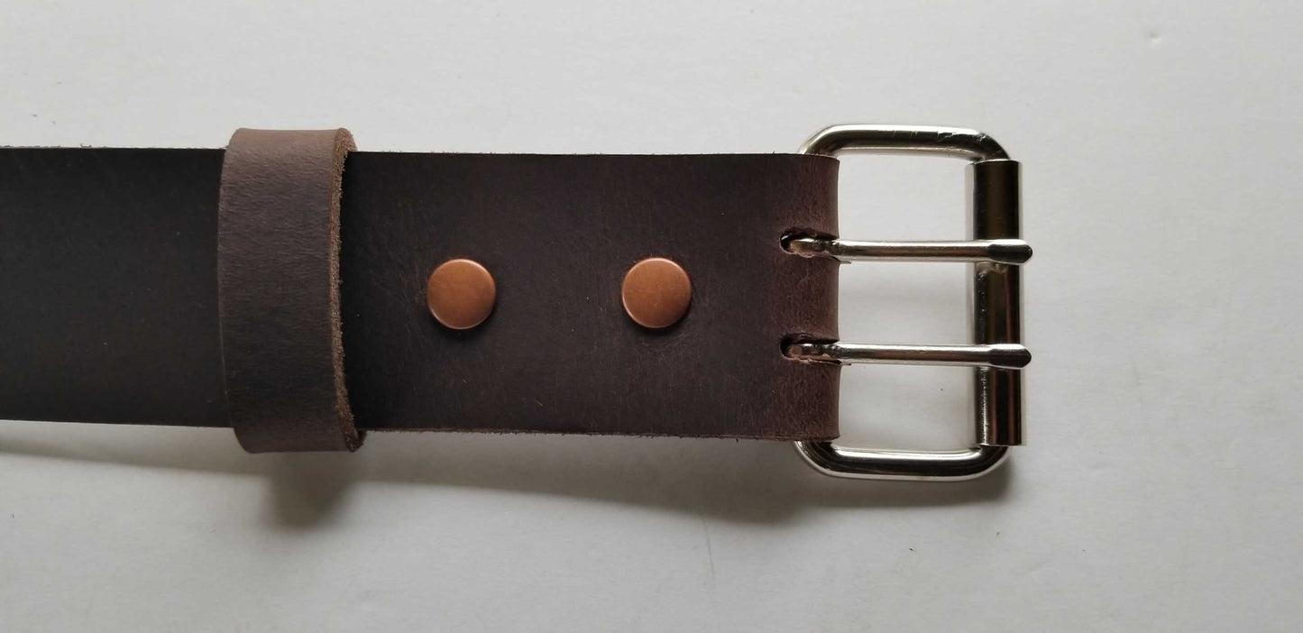 2 INCH Leather Belt & Buckle for Jeans, Workwear, Motorcycle Gear, Two Rows of Holes, INTERCHANGEABLE Belt with Snaps, 2" Leather Belts,