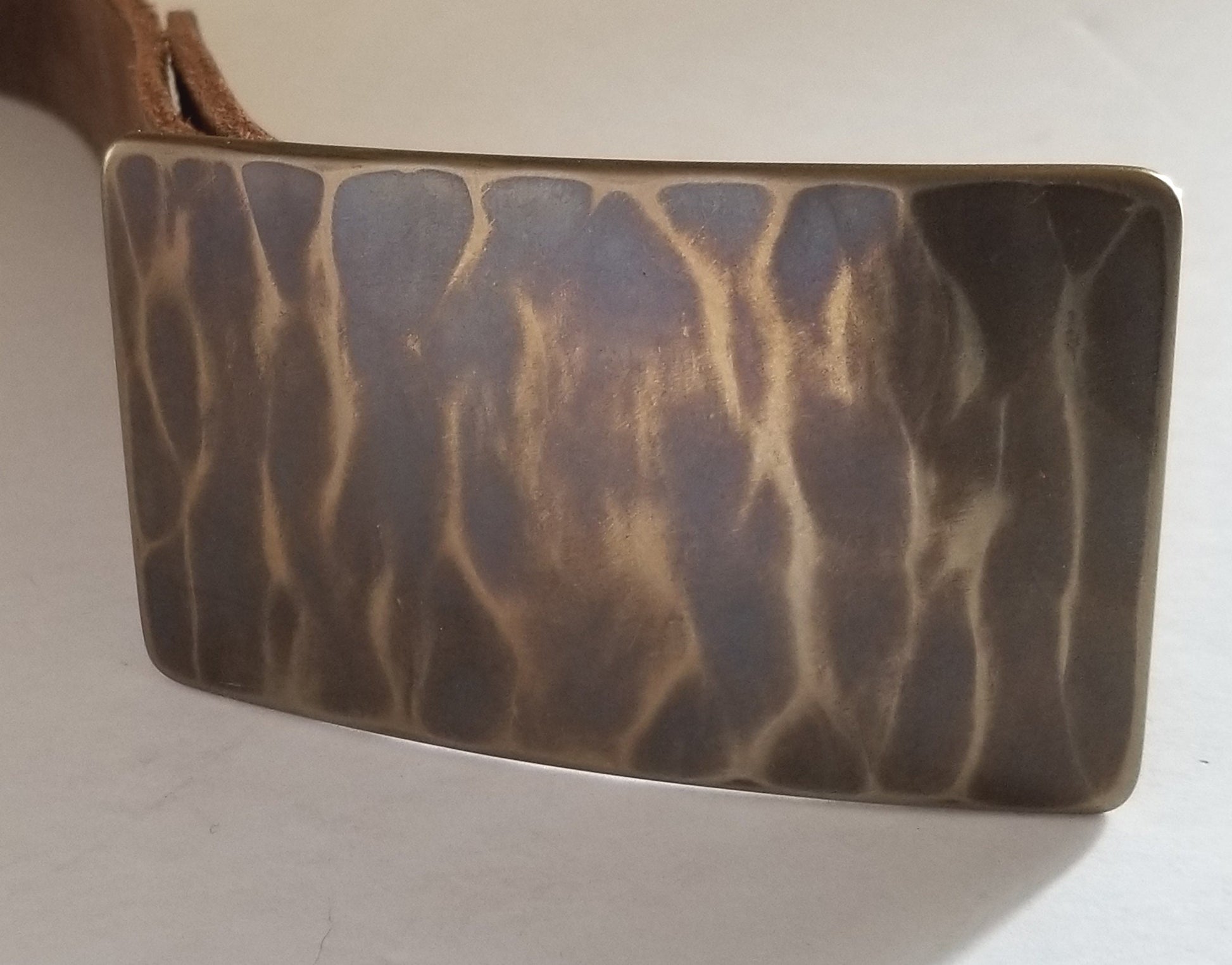 Belt and Buckle Bronze Wood Grain Belt & Buckle Set For Jeans Silver or Blue Hand Forged Stainless Steel Buckle Fits 1.5" Leather Belt