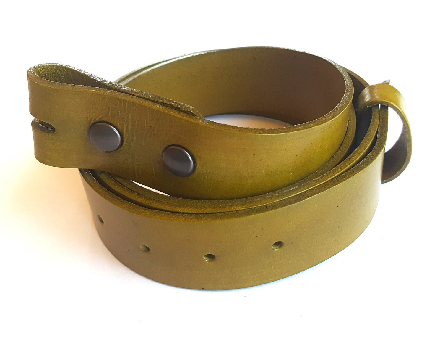 1-1/2" Hand Dyed White Leather Belt INTERCHANGEABLE with Snaps, 1-1/2" Wide, Chartreuse, Red & Blue,