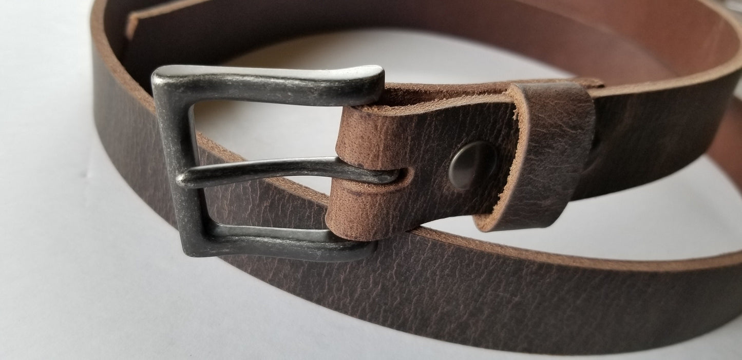 Leather Belt & Simple Buckle, 1-1/2" Wide Leather Belt with Snaps and Simple Buckle, Belt for Jeans, Father's Day Gift, Mother's Day Gift