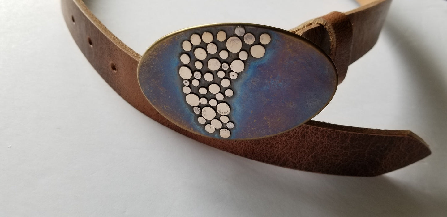 Buckle & Belt Set, Artisan Hand Forged, Unisex Belt and Buckle, Bronze Anniversary or Stainless Anniversary, For 1.5" Leather Belt for Jeans
