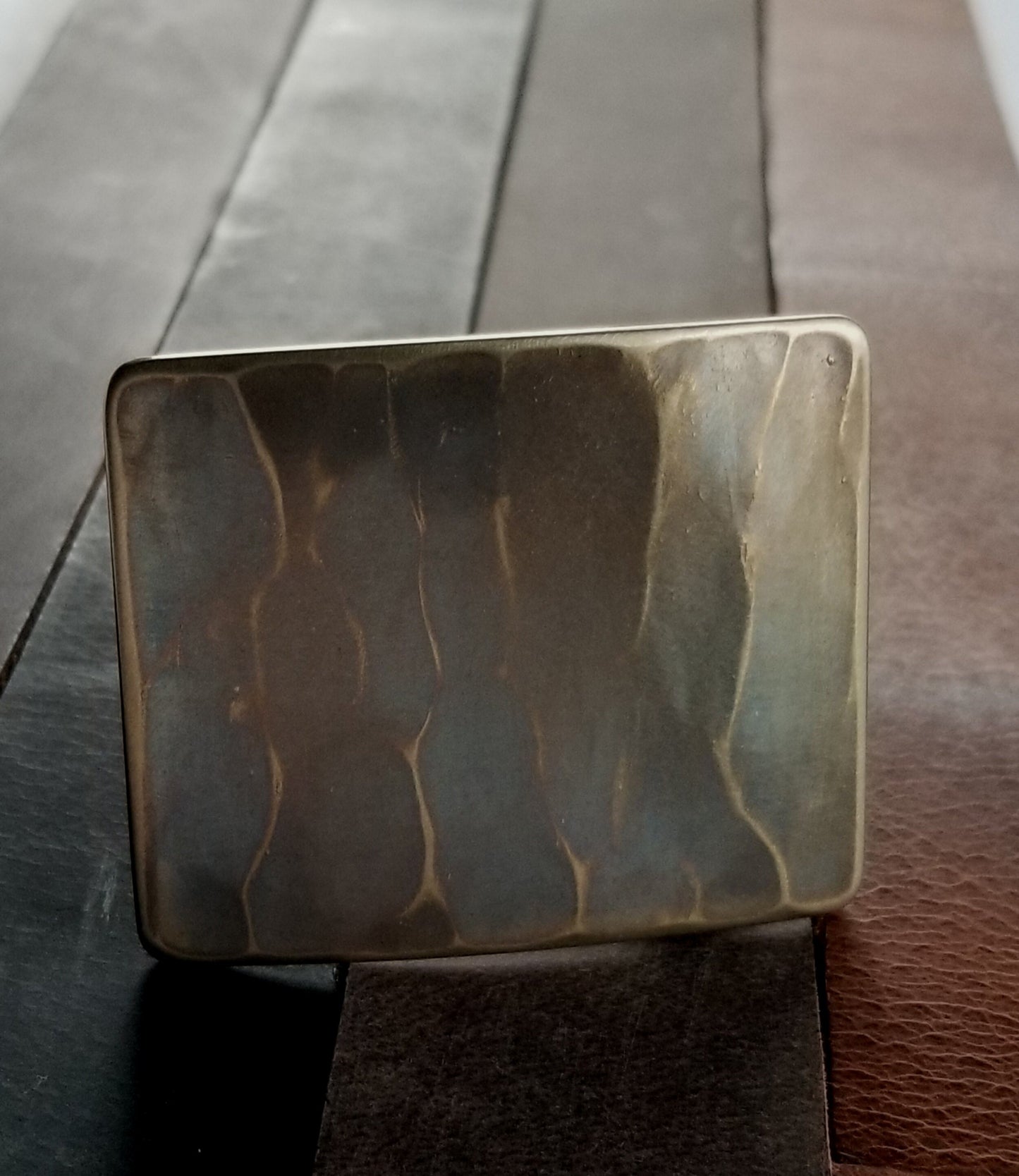 Wood Grain Belt & Buckle For Jeans, Bronze Anniversary, Unisex Gift, Hand Forged Stainless Steel Buckle and 1-1/2" Belt, Choose Your Color