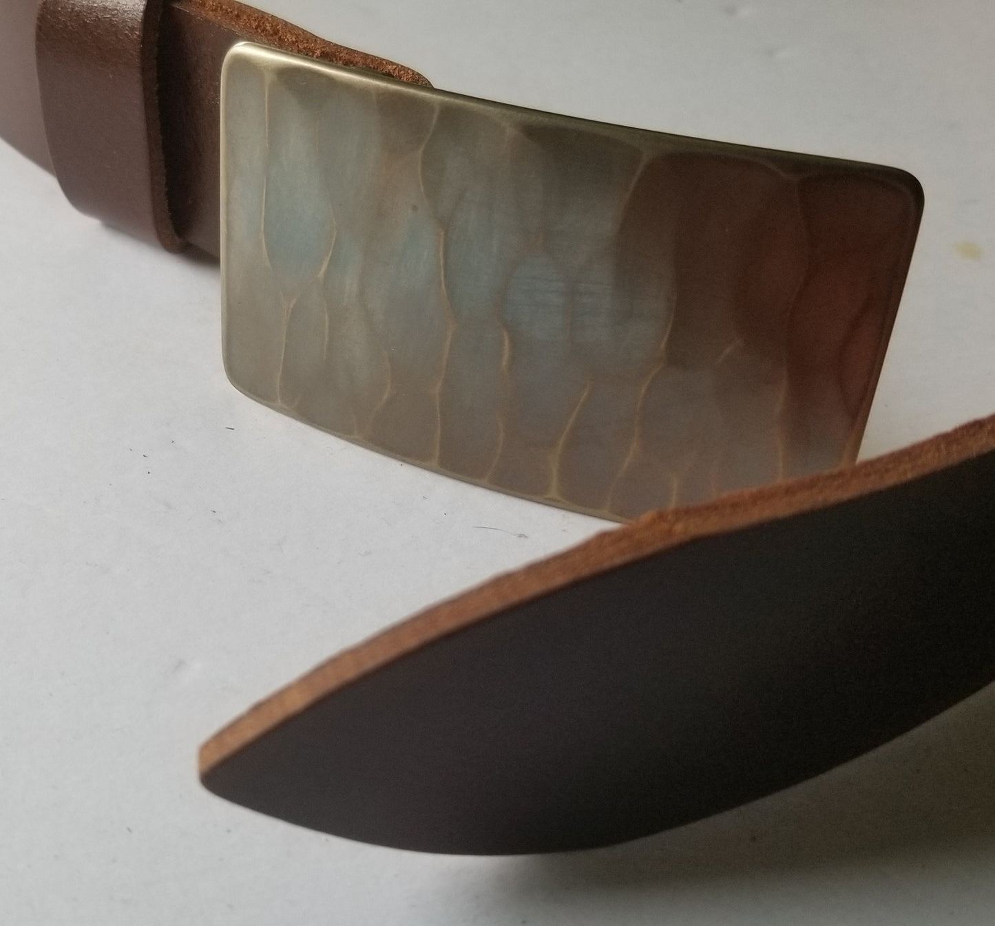 Belt & Buckle SET, Authentic Canadian Wood Grain, Bronze, Blue, Silver Suit Belt Buckle, Hand Forged Stainless Steel For 1.25" Belt For Suit