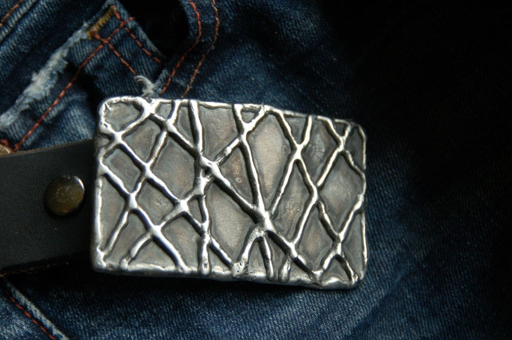 Unique Belt Buckle Signed Original "Drizzle" Stainless Steel Unisex Gift Hypoallergenic Accessories Jean Accessories For 1-1/2" Leather Belt