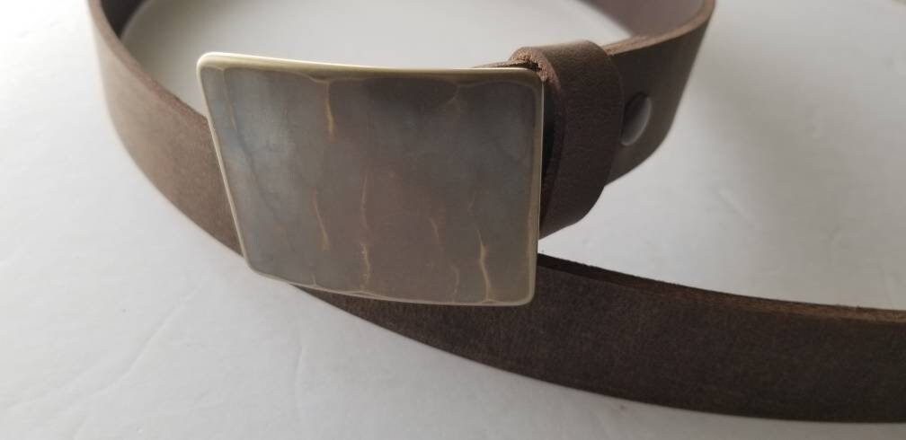 Wood Grain Belt & Buckle For Jeans, Bronze Anniversary, Unisex Gift, Hand Forged Stainless Steel Buckle and 1-1/2" Belt, Choose Your Color
