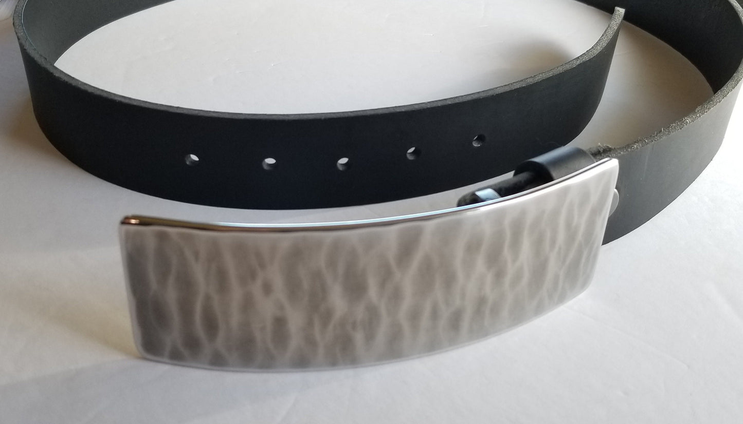 Designer Belt & Buckle, Unisex Buckle and 1-1/2" Belt for Jeans, Hypoallergenic Accessories, Slim Fit, Hand Forged Buckle and Belt, Wrapped
