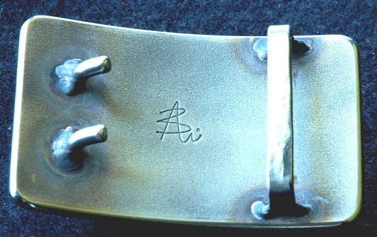 Hand-Forged Two Prong Belt Buckle Wood Grain Wood Lovers Canadian Made Stainless Steel Unisex Work Gear for Jeans Fits 1-1/2" Belt