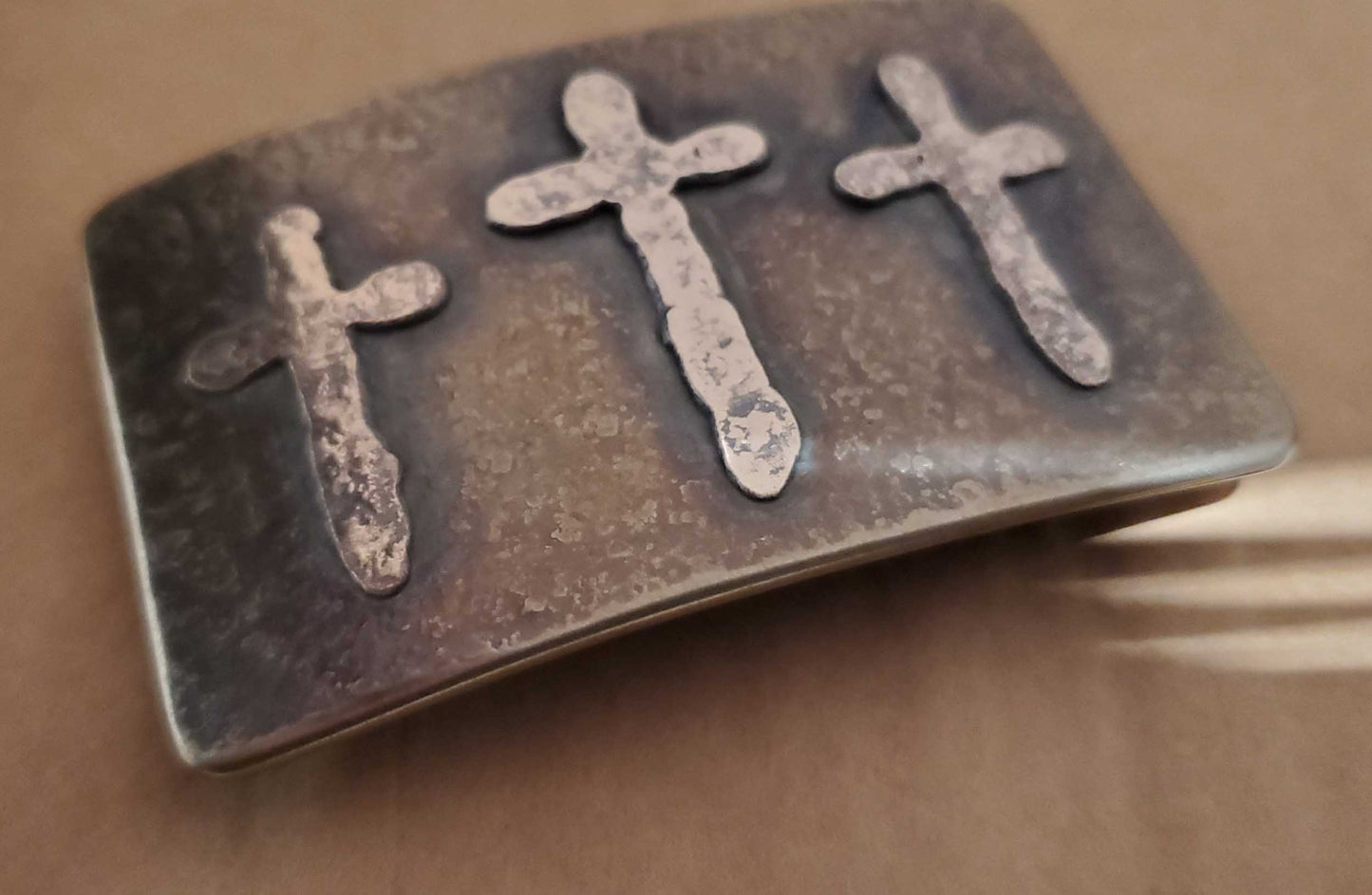 Bronze Belt & Buckle, Old Rugged Cross, Hand Forged, Stainless Steel, Hypoallergenic, Christian Gifts, Buckle and Belt Fits 1-1/2" Belt