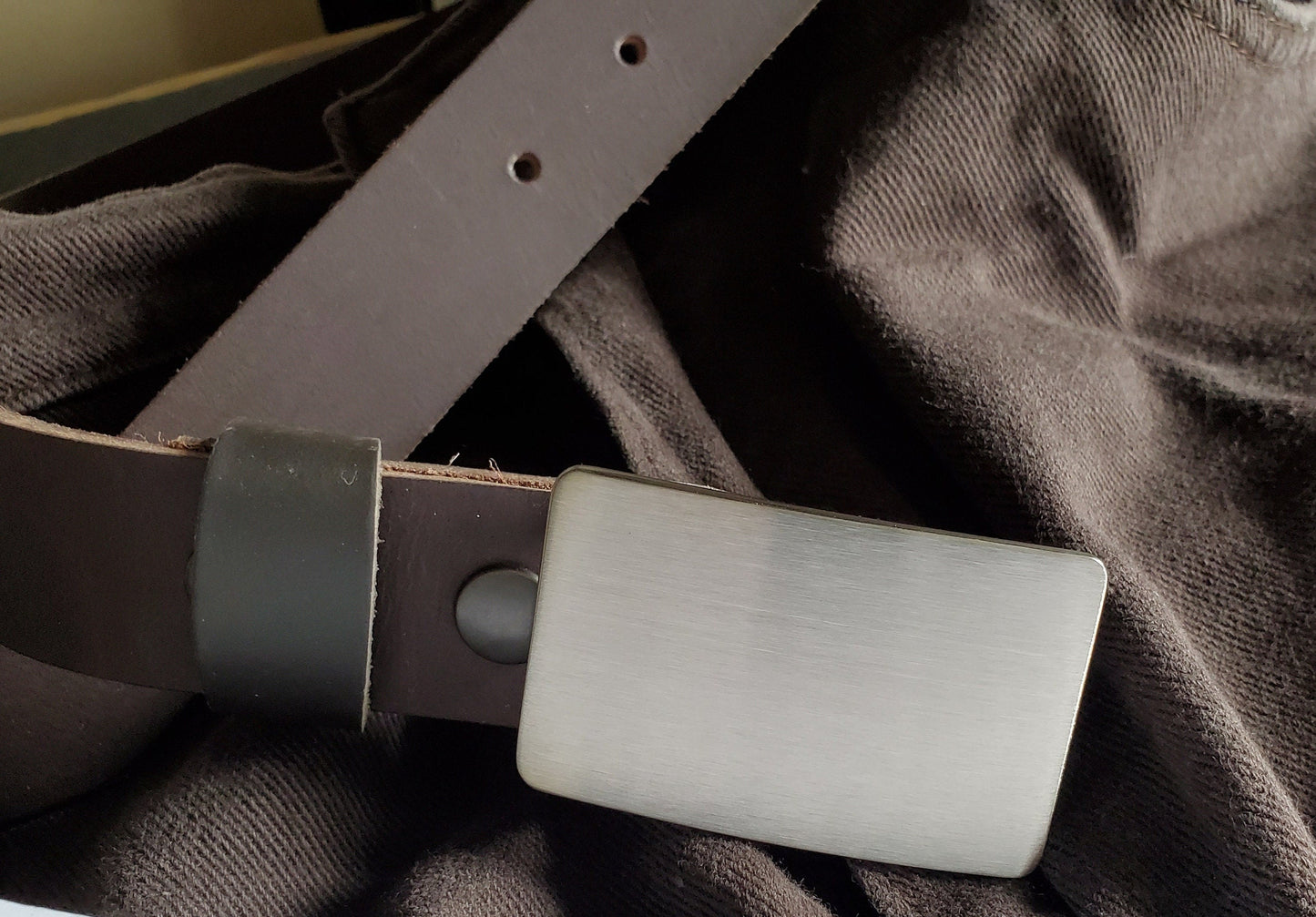 Men's Belt & Buckle, Brushed Stainless Buckle w/ Leather Belt Set, Choose from Five Belt Colours, Groomsmen's Accessories, Belt and Buckle