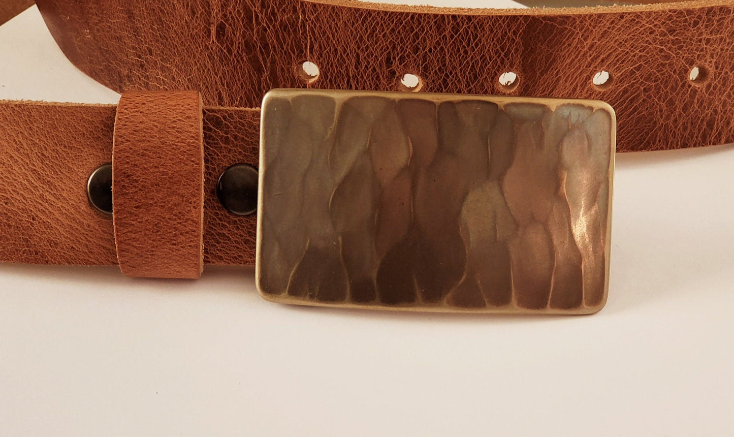 Belt Buckle, Unisex Buckle, Canadian, Suit Belt, Ancient Bronze Wood Grain, Hand Forged Stainless Steel Buckle fits 1-1/4" Belt for Suits