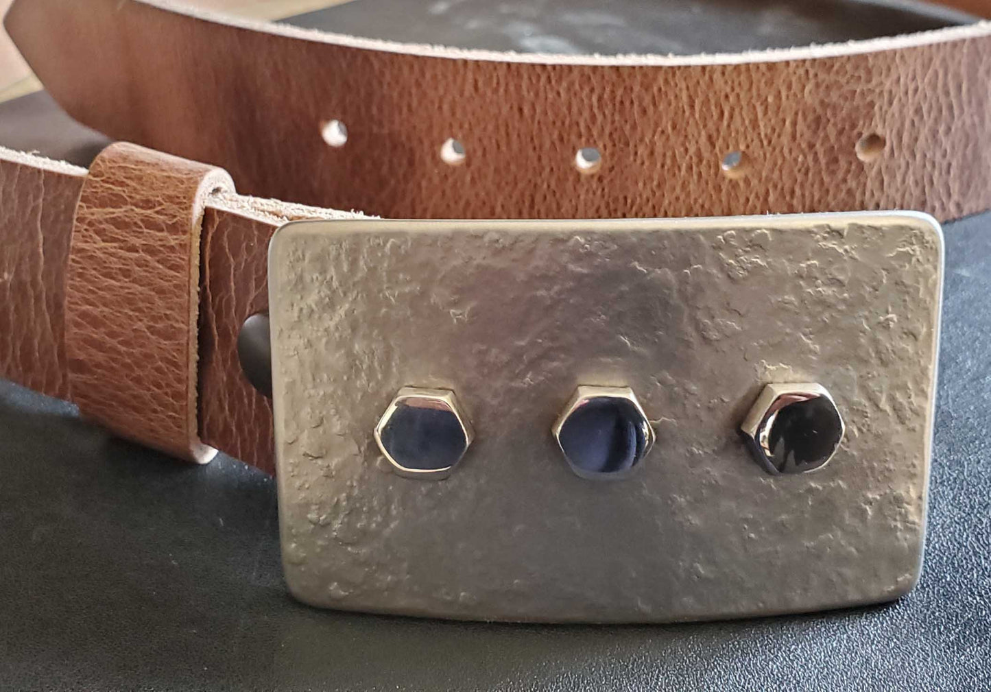 Industrial, Hex Head, Belt & Buckle, Solid Hand Forged Stainless Steel Buckle, Accessory and 1.5" Belt for Jean ,Workwear, Boyfriend Gift