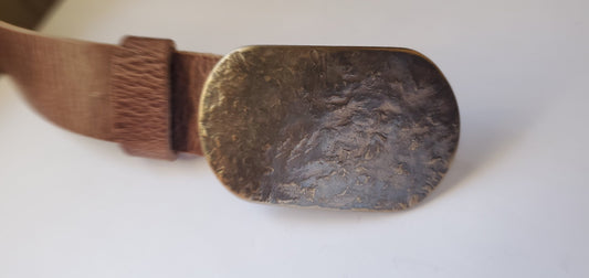 Accessories for Full Figure, Plus Size "round edge" Belt Buckle & Leather Belt, Father's Day Gift, Stainless Steel Work Gear and 1-1/2" Belt