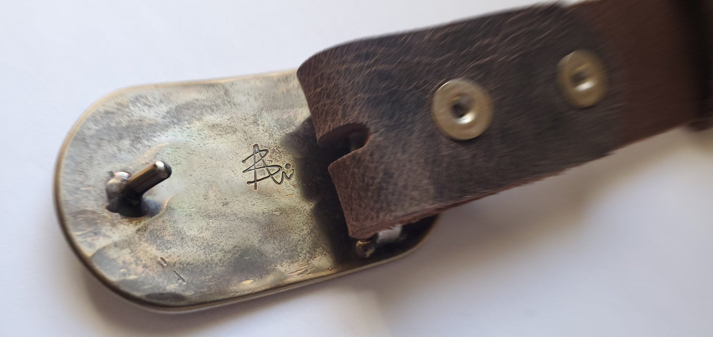 Belt Buckle & Leather Belt, Comfort Plus "round edge" Father's Day Gift, Stainless Steel Accessories, Work Gear and 1-1/2" Belt
