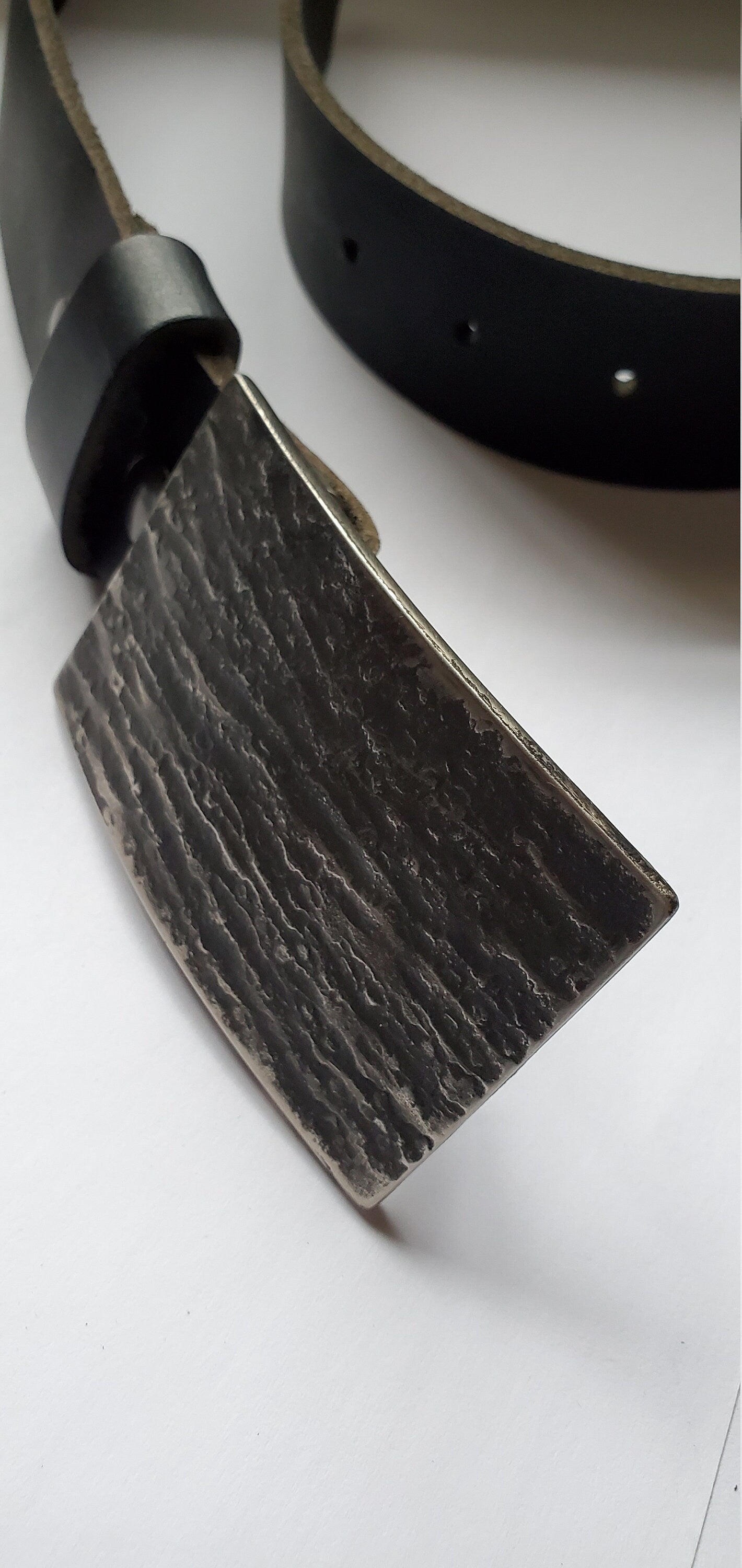 Belt Buckle for Jeans Canadian Made Belt Buckle Hand Forged 'Slate' Stainless Steel Buckle Unisex Gift Fits 1-1/2" Leather Belt w/Snaps