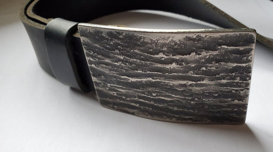 Belt Buckle for Jeans Canadian Made Belt Buckle Hand Forged 'Slate' Stainless Steel Buckle Unisex Gift Fits 1-1/2" Leather Belt w/Snaps