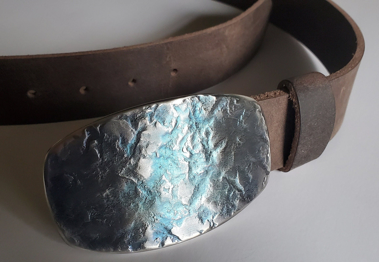 Blue Jean Buckle Belt Buckle Hand Forged Blue Gold or Blue Silver Signed Original Stainless Steel Cowboy Gifts for Guys Rodeo Buckle