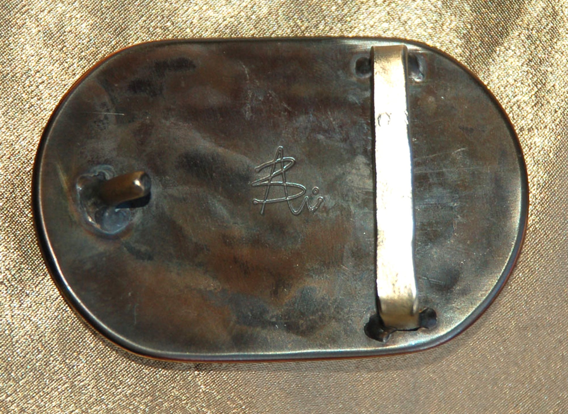 Belt Buckle Worker's Blue Jean Buckle Hypoallergenic Accessories Denim & Silver Buckle fits 1-1/2" Leather Belt with Snaps for Jeans