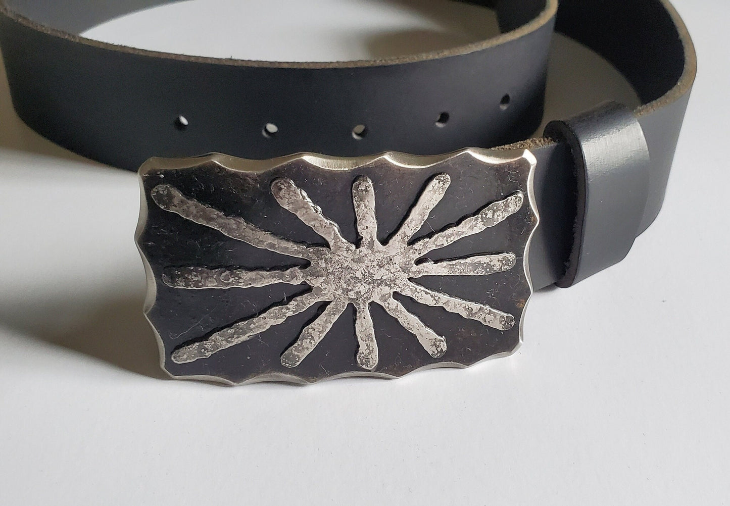 Belt Buckle, Sun Buckle, Stainless Anniversary or Bronze Anniversary Gift, Hand Forged Buckle, Unisex Gift, Buckle for 1.5" Leather Belt