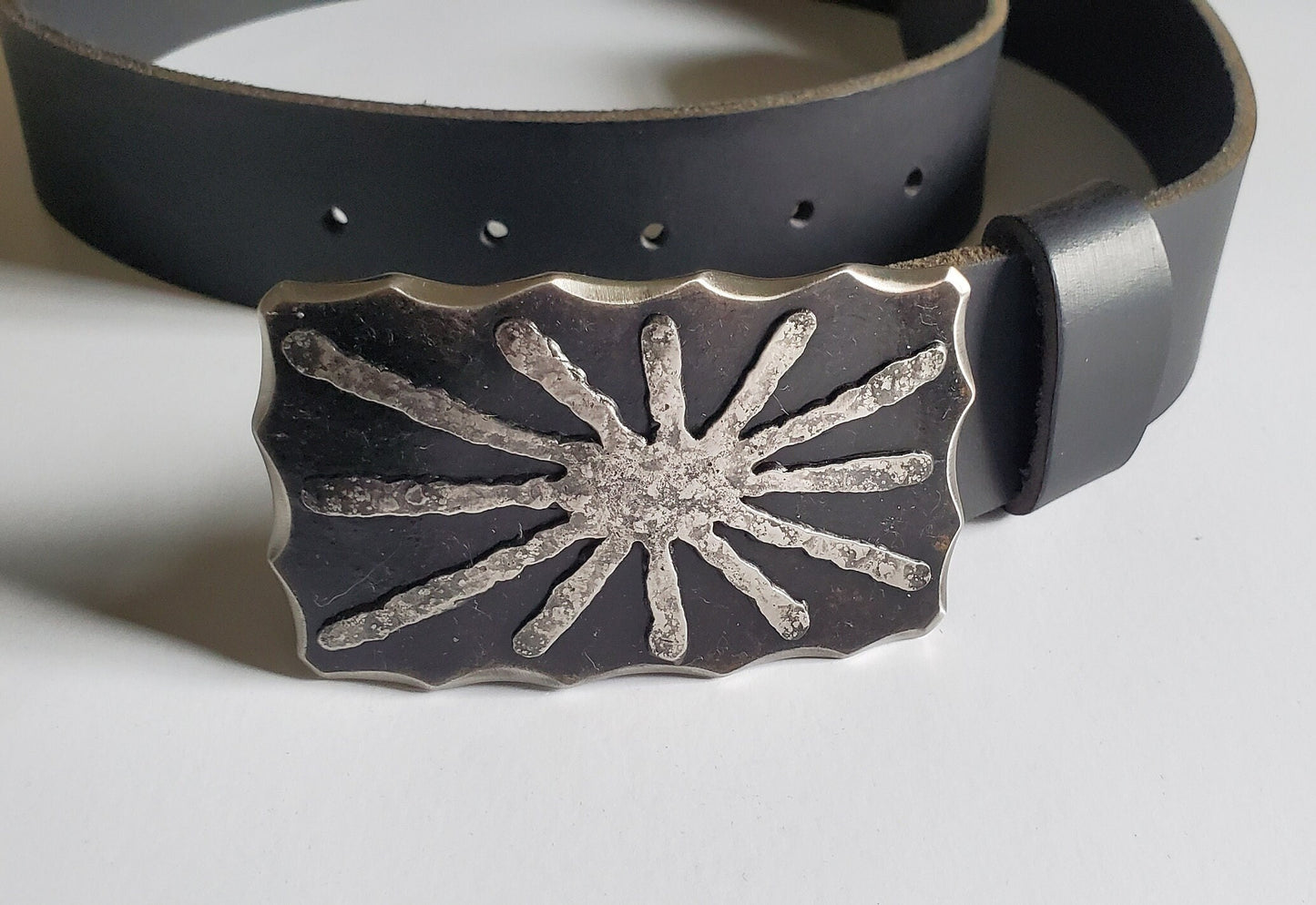 Belt Buckle, Sun Buckle, Bronze Anniversary or Stainless Anniversary Gift, Hand Forged Buckle, Unisex Gift, Buckle for 1.5" Leather Belt