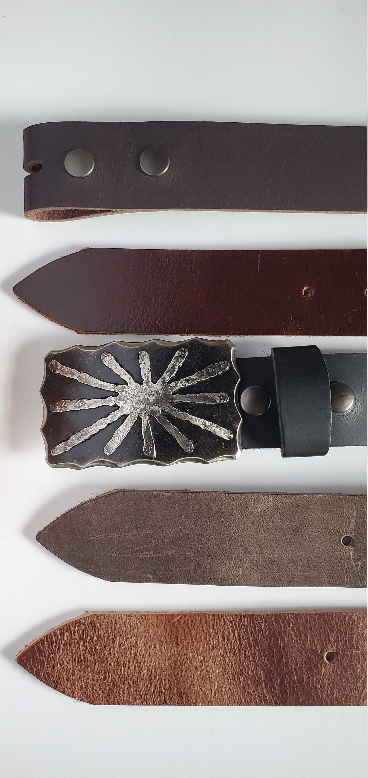 Sun Buckle & Belt Stainless Anniversary or Bronze Anniversary Gift Hand Forged Blue Jean Buckle Unisex Gift Buckle for 1.5" Leather Belt