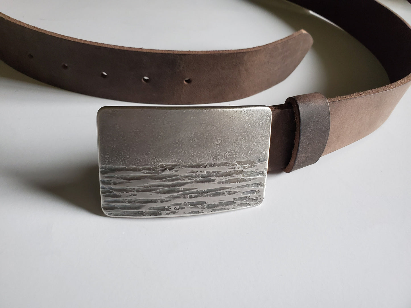 Belt and Buckle Canadian Landscape Silver or Bronze Forged Artisan Signed Stainless Steel Buckle Hypoallergenic For 1.5" Wide Belt for Jeans