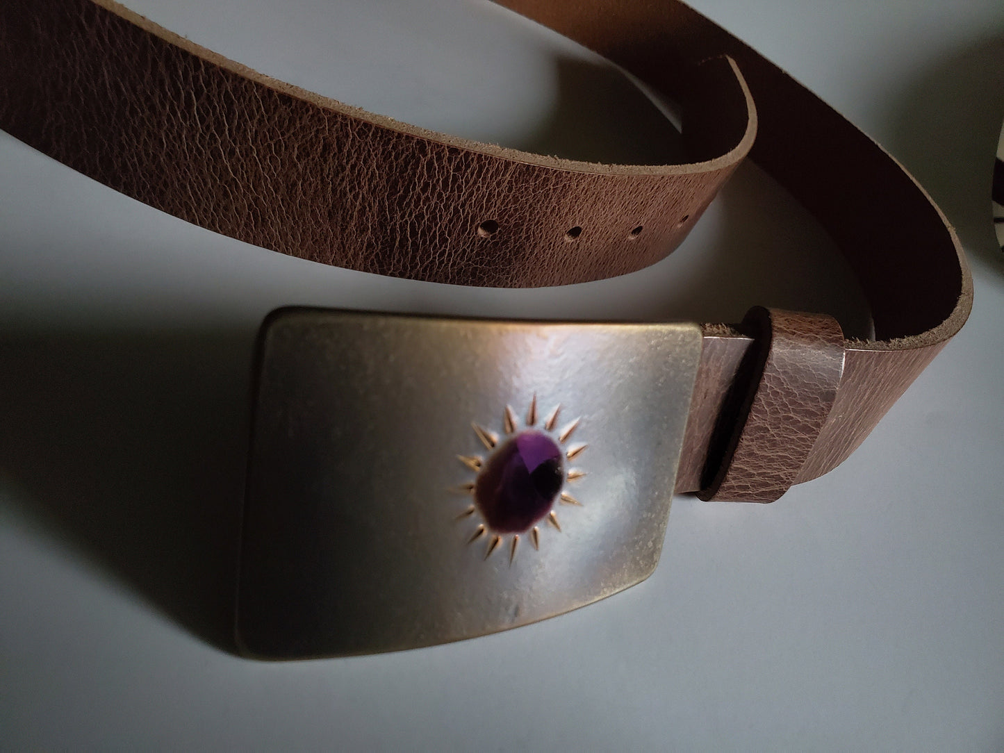Belt Buckle, Arizona Sunshine, Sun Buckle, Florida Sun, Purple, Gold Hand Forged Buckle, Hypoallergenic Gift, Unisex Buckle Fits 1.5" Belt