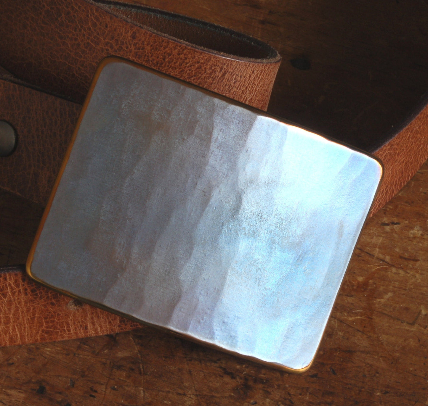 Scottish Kilt Belt Buckle Hand-Forged Buckle Fits 2-1/4" Wide Belt Silver Woodgrain Buckle Scottish Kilt Accessory Stainless Steel Buckle