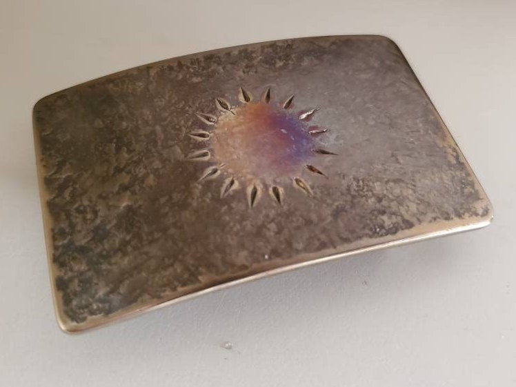 Belt Buckle, Arizona Sunshine, Sun Buckle, Florida Sun, Purple, Gold Hand Forged Buckle, Hypoallergenic Gift, Unisex Buckle Fits 1.5" Belt