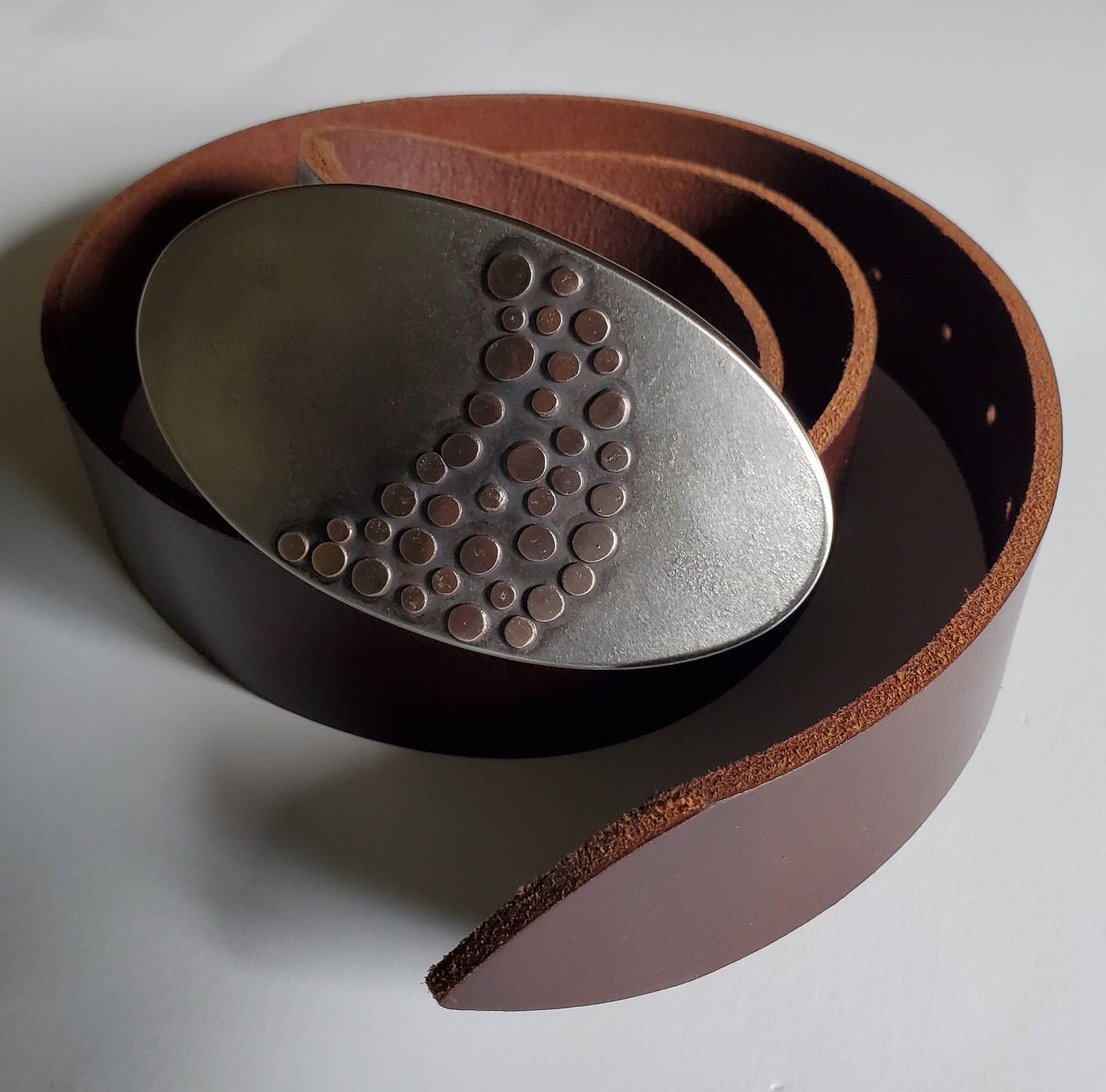 Belt & Buckle, Signed Original Belt Buckle, Unisex Belt Buckle, Canadian Artisan, Hand Forged Buckle, Silver or Bronze For 1.5" Leather Belt