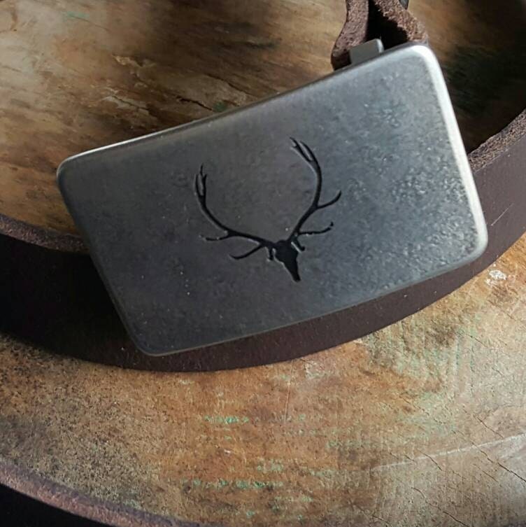 Elk Buckle and Belt Set for Jeans Outdoor Gear Stainless Steel Buckle and Belt Unisex Buckle Hunting Buckle Canadian Fits 1.5" Leather Belt