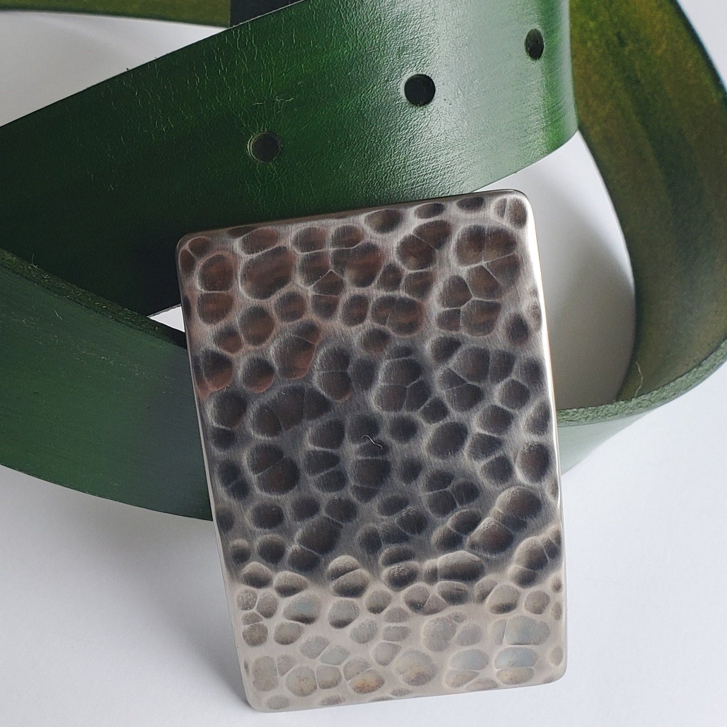 Golf Buckle & Belt Golf Wear Silver Golf Buckle and Green Belt Set Hypoallergenic Buckle Hand Forged Solid Stainless Steel w/ 1.5" Belt