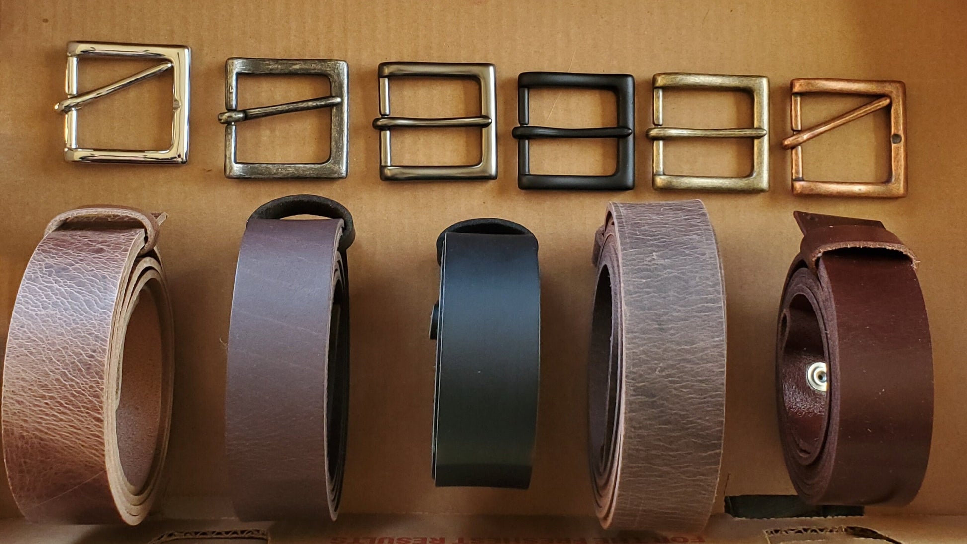 Simple Belt & Buckle Gift for Guys Gift for Gals Prong Buckle and Custom Cut Leather Belt for Jeans Choose Belt and Buckle Colour