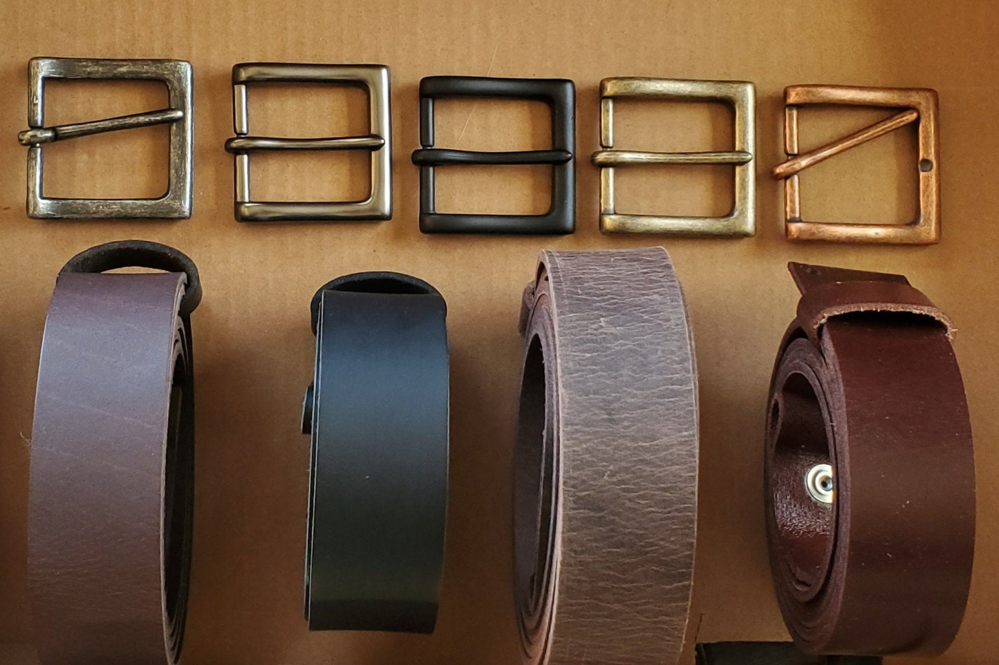 Simple Belt & Buckle Gift for Guys Gift for Gals Prong Buckle and Custom Cut Leather Belt