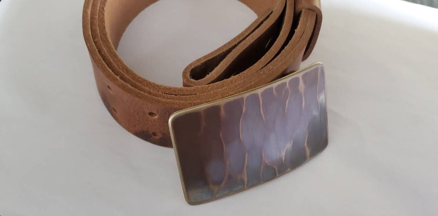 Two Prong Belt and Buckle Wood Grain Wood Lovers Canadian Made Stainless Steel Unisex Work Gear for Jeans Fits 1-1/2" Belt