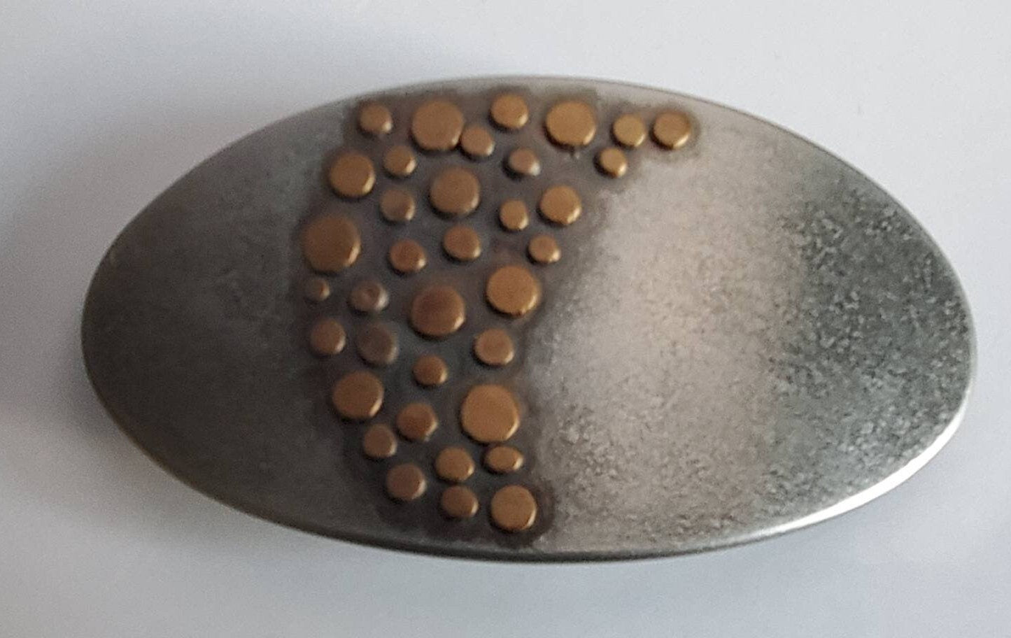 Belt Buckle, Hand Forged, Canadian Artisan Belt Buckle, Stainless Steel with Polka Dot Overlay, Fits 1-1/2" Belt for Blue Jeans, Streetwear