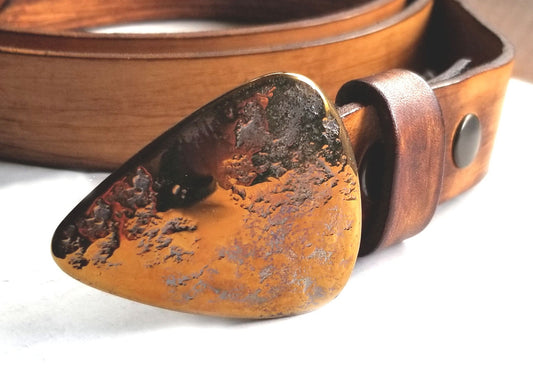 Belt & Buckle Guitar Pick Buckle for Jean Leather Snap Belt Canadian Made, Guitar Lover Gift, Gift for Guy and Gal, Stocking Stuffer Idea