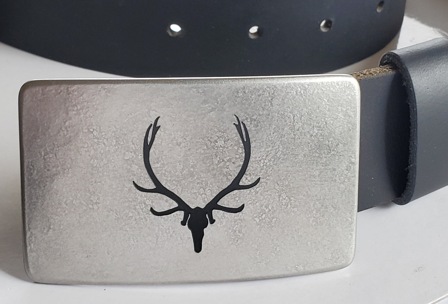 Belt & Buckle Elk Buckle Outdoor Gear Stainless Steel Buckle and Belt Father's Day Buckle Hunting Buckle Canadian and 1.5" Leather Belt