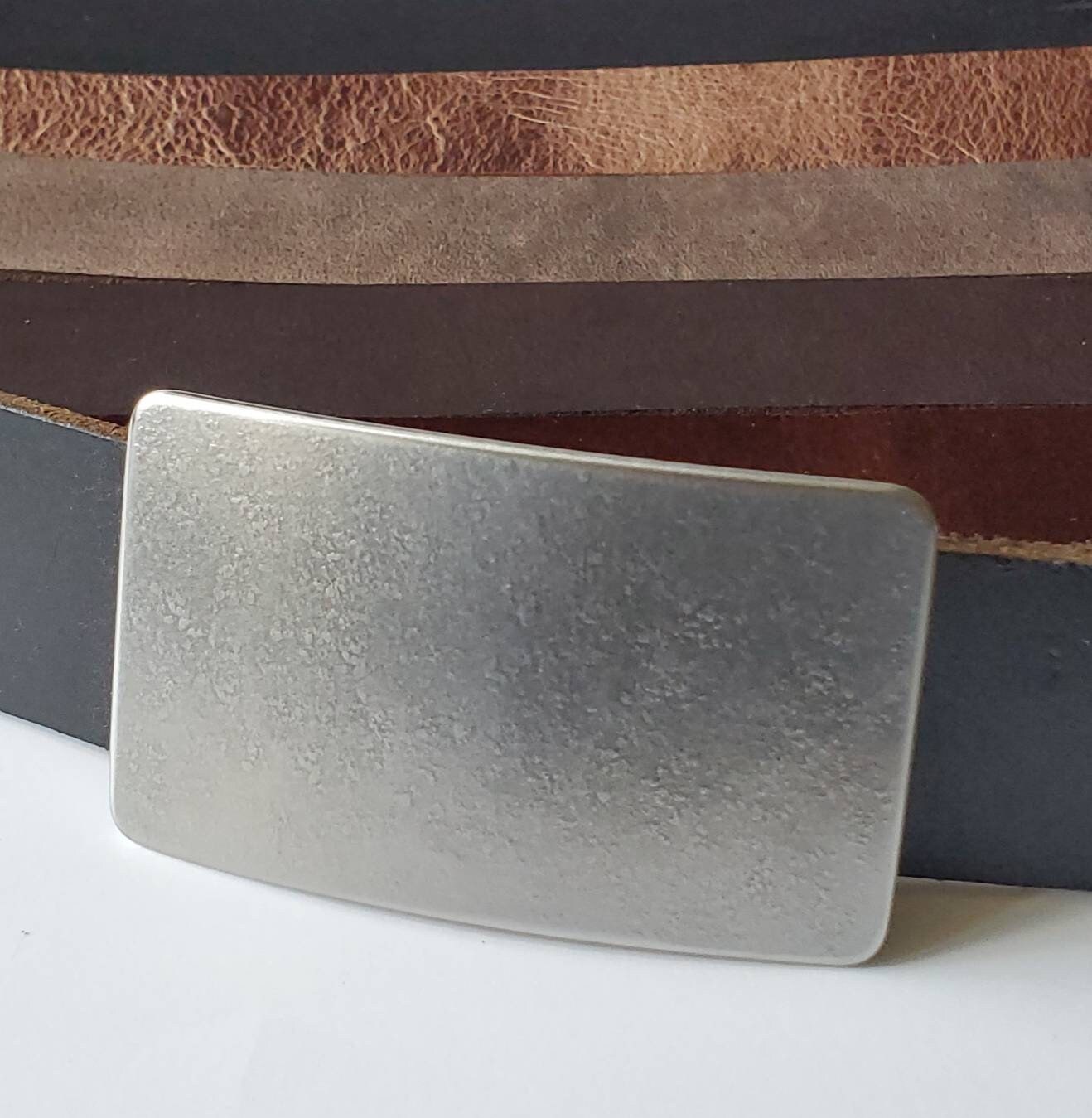 Belt & Buckle Silver Buckle and Leather Belt Hypoallergenic Buckle and your color choice of 1.5"Leather Belt for Jeans. Gifts for Him