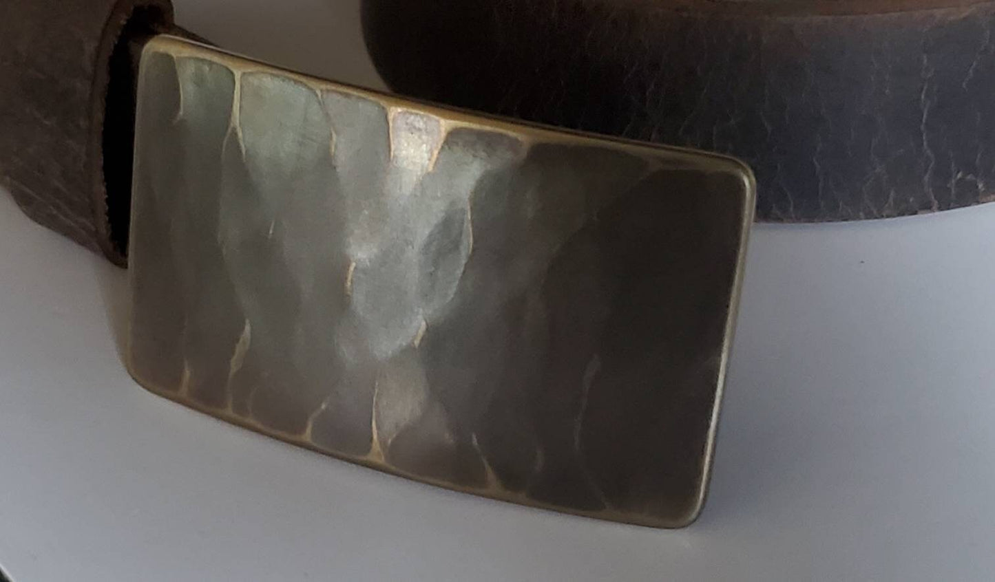 Belt & Buckle Set For Jeans Bronze Wood Grain Unisex Gifts, Hand Forged Stainless Steel Buckle Fits 1-1/2" Leather Belt Choose Colour
