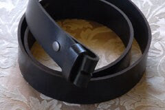 Black Bridle Leather SNAP Belt or Oiled Buffalo Leather SNAP Belt for Suits or Belt for Jeans Interchangeable with Snaps Custom Cut to Waist