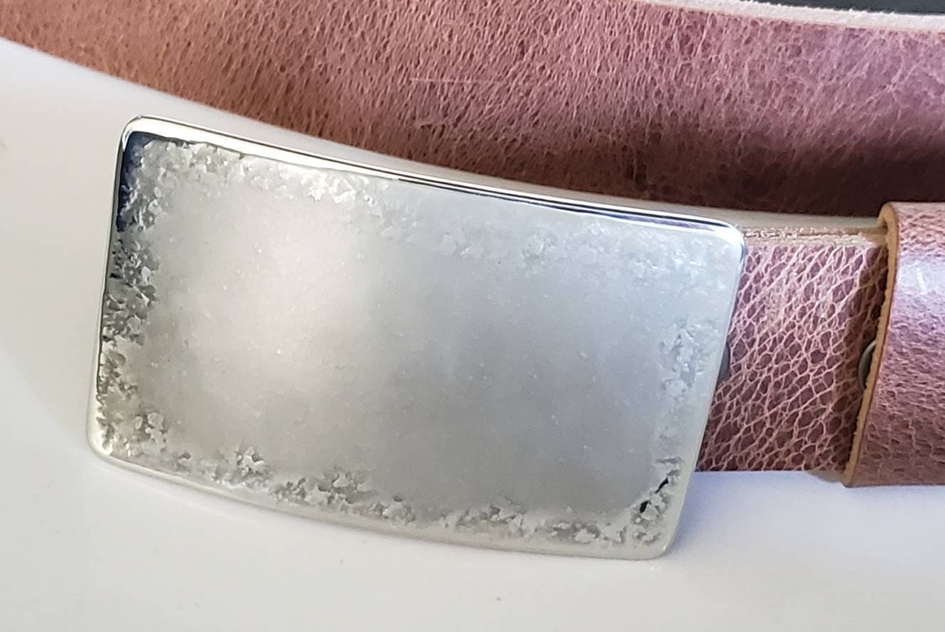 Belt & Buckle Set, Classic Silver/ Gold Buckle w/ Anvil Textured Frame, Stainless Steel Buckle and 1.5" Leather Belt with Snaps for Jeans