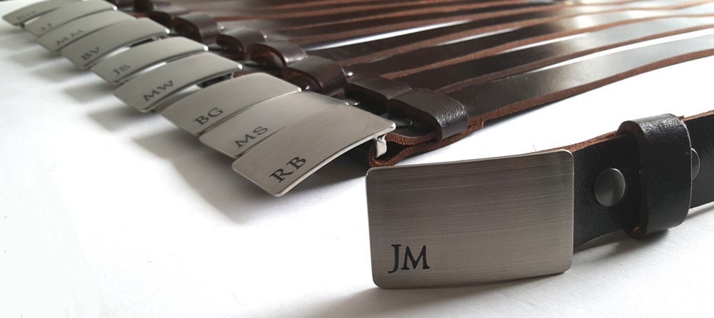 Personalized Buckle & 1-1/2" Leather Belt Set, Monogrammed Gift, Buckle and Leather Belt Set, Bridal Set, Groom, Groomsmen Gift, Keepsakes