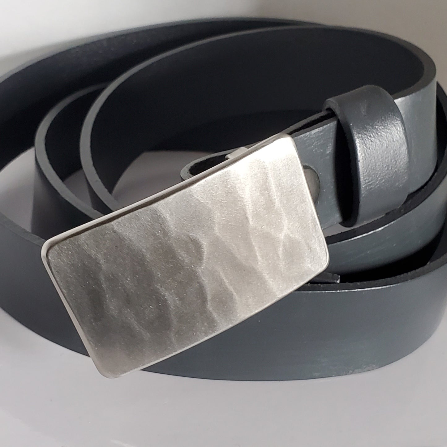 Dress Belt & Buckle SET, Canadian Wood Grain, Silver Suit Buckle and Belt, Hand Forged Stainless Steel 1.25" Belt For Suits, Gift Bag Incl.