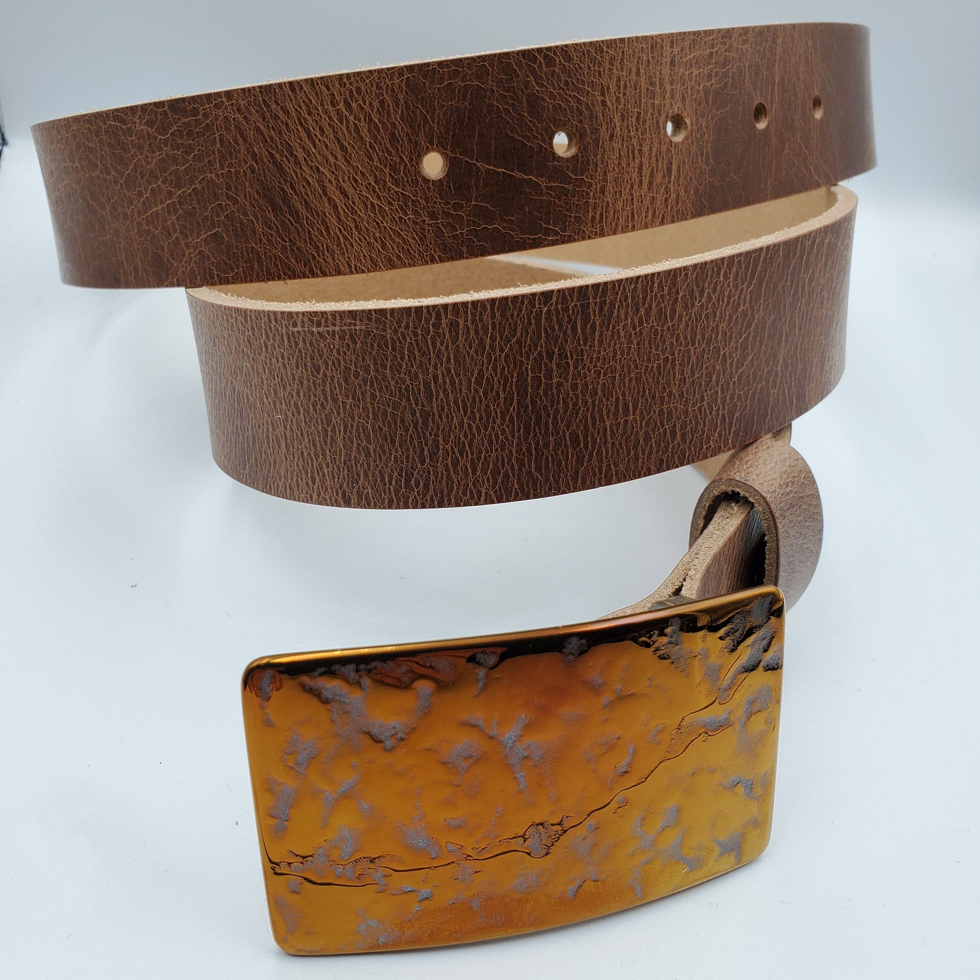 Orange Belt Buckle Hypoallergenic Textured Belt Buckle Solid Stainless Steel Buckle Hand Forged Accessories Signed Original Jean Buckle