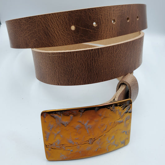 Orange Belt Buckle Hypoallergenic Textured Belt Buckle Solid Stainless Steel Buckle Hand Forged Accessories Signed Original Jean Buckle