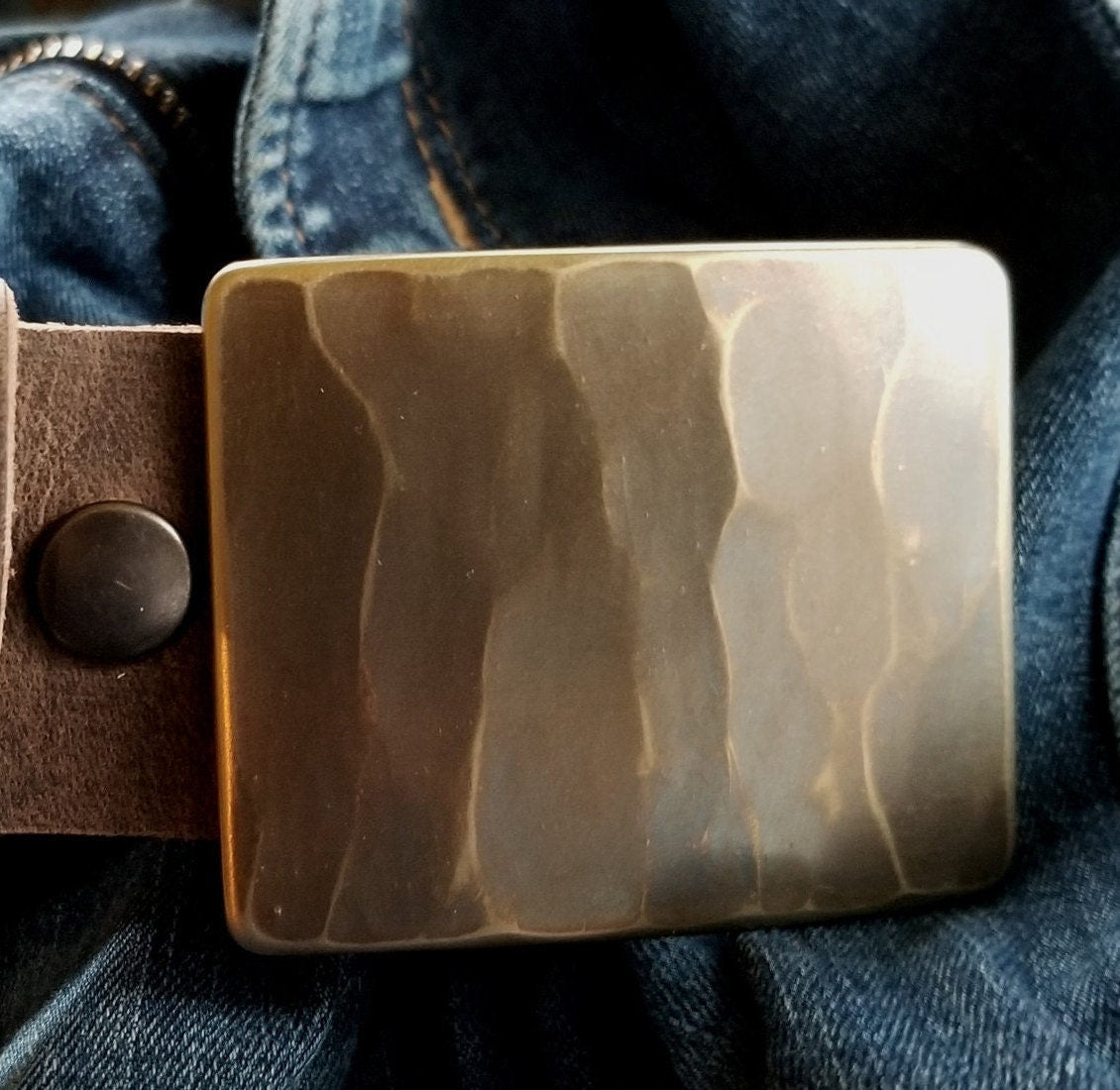 Small Square Buckle For Jeans Square Bronze Wood Grain Belt Buckle Silver Woodgrain Buckle Unisex Gifts Forged Stainless and 1.5" Belt